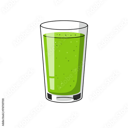 Refreshing Green Smoothie in a Tall Glass, Healthy Beverage Illustration.