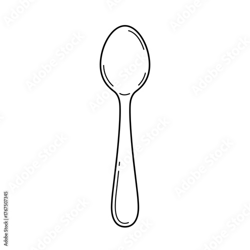 Simple Black and White Line Drawing of a Spoon for Culinary Use