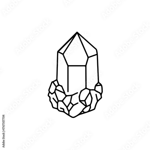 Geometric Crystal Formation with Detailed Outline and Rock Base