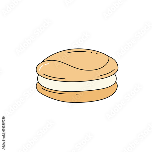 Delicate Cream-Filled Macaron Pastry Illustration