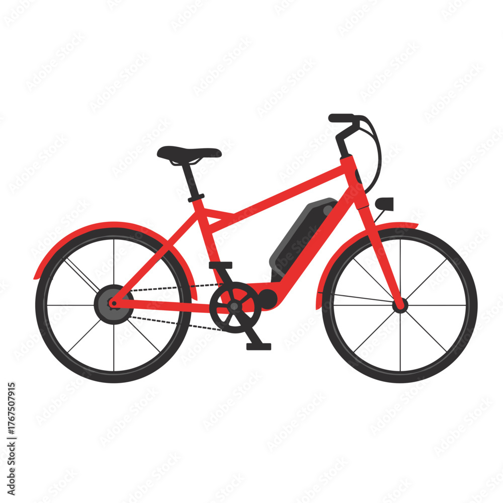 Obraz premium Vibrant Red Electric Bicycle with Sleek Black Accents and Modern Design