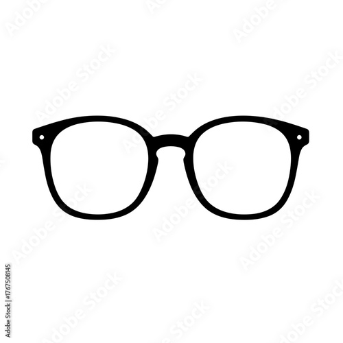 Stylish black round-framed eyeglasses with minimalist design and clear lenses