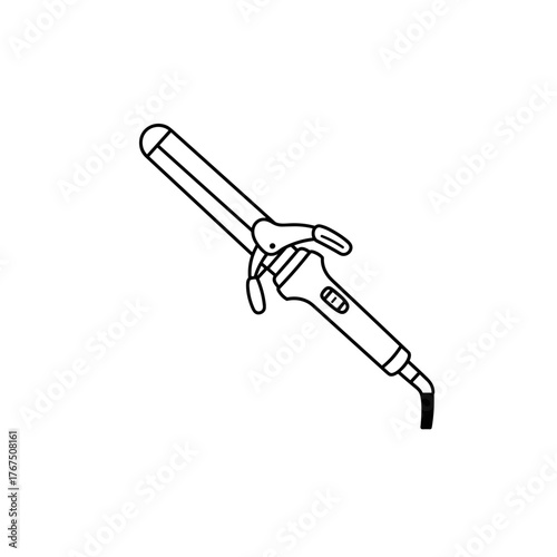 Simple Line Art Illustration of a Hair Curling Iron