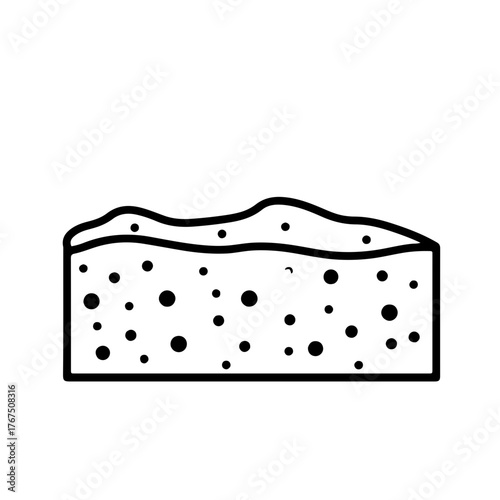 Stylized Cheese Block Outline with Random Hole Pattern and Wavy Top