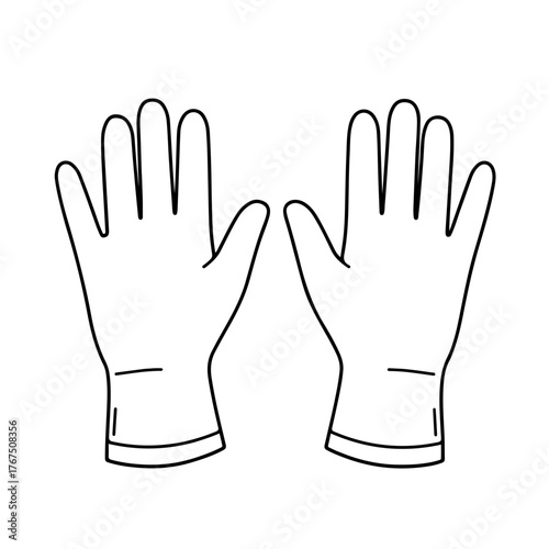 Simple Line Drawing of Two Protective Gloves