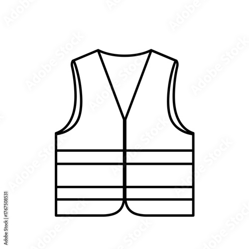 Stylized Safety Vest Outline with Reflective Stripe Detail and V-Neck Design