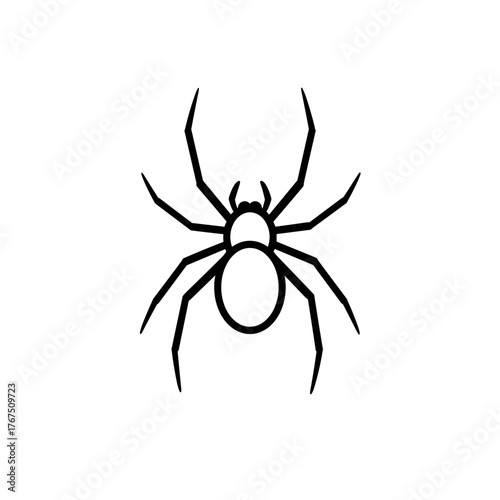 Stylized Black Spider with Eight Legs and Circular Abdomen, Simple Design