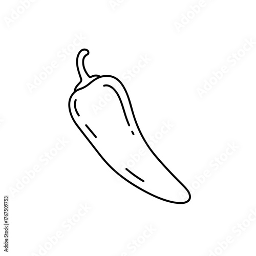 Minimalist Line Art of a Jalapeño Pepper with Subtle Shading Details