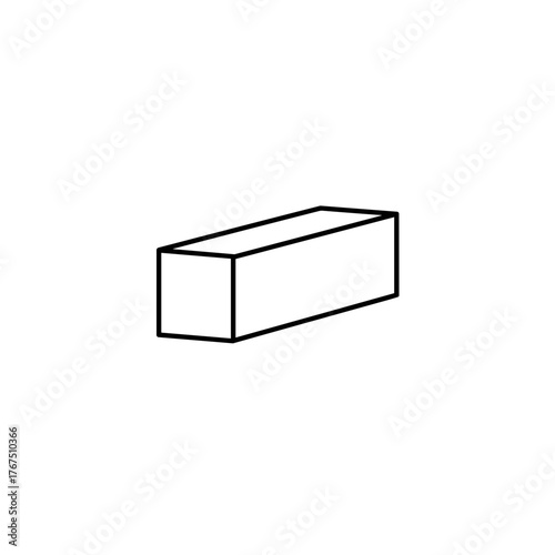 Simple Geometric Block Outline with Perspective View and Clean Lines