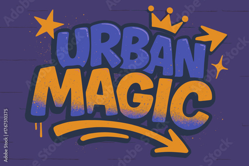 Graffiti Art Symphony. Urban Magic ? Graffiti Simplified: thick bubble graffiti letters with tilting layout,