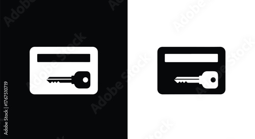 Credit card security key icon digital access and protection concept symbol - Line and glyph icon and logo - Vector icon symbol for website - Icon vector