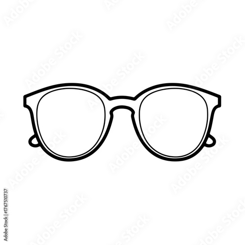 Bold outlined eyeglasses with round lenses and thick frames, front view