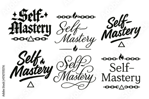 Calligraphy Styles Showcase. Self-Mastery. Create a calligraphy lettering illustration of the phrase:
