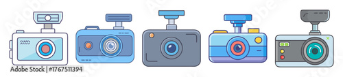 Collection of modern car dash cameras and accessories