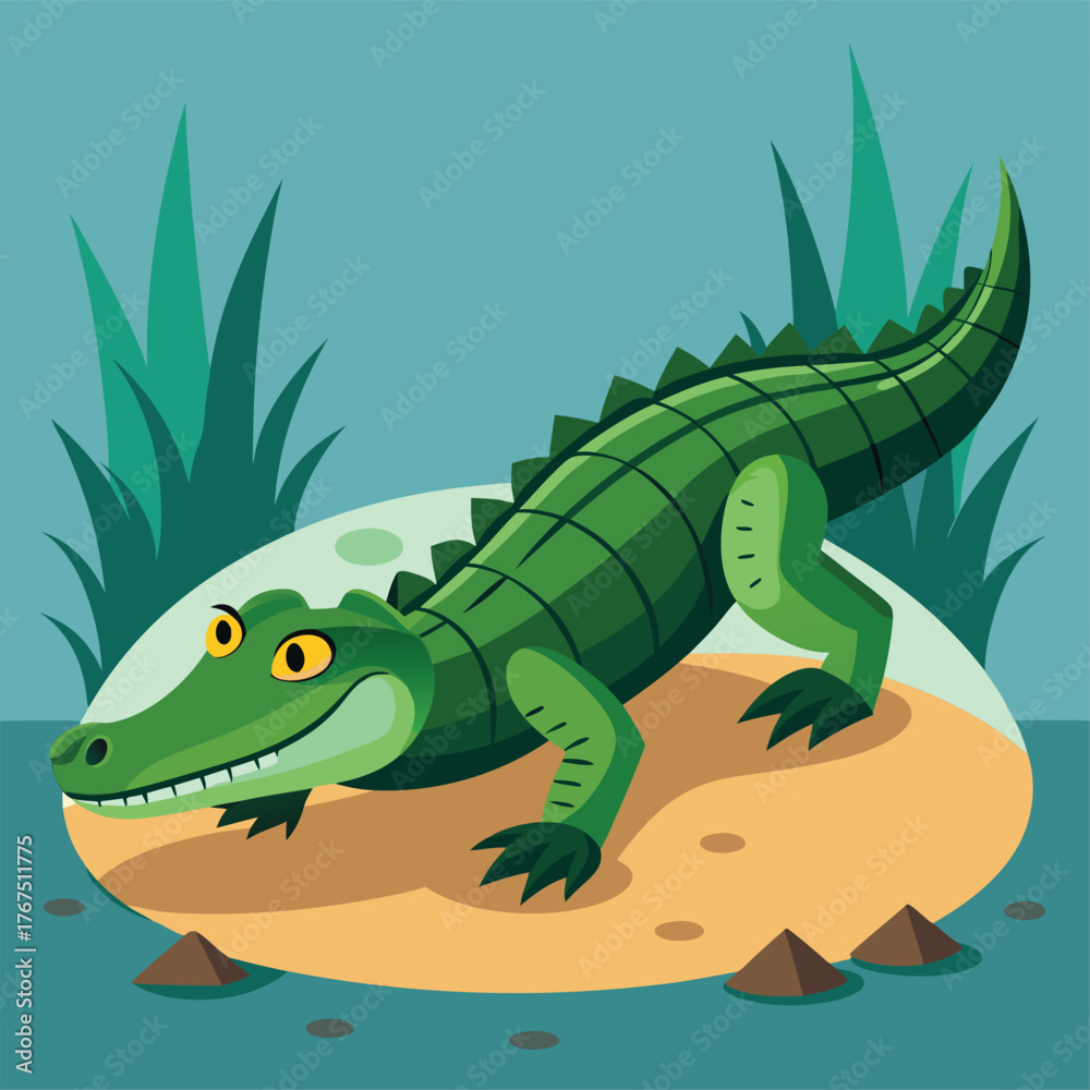 Obraz premium Green Crocodile on jungle