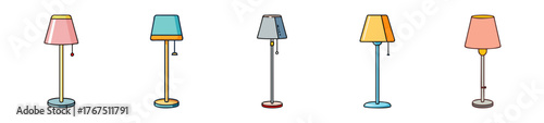 Collection of decorative floor lamps with varied lampshade designs