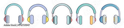 Collection of diverse headphones showing various colors and styles