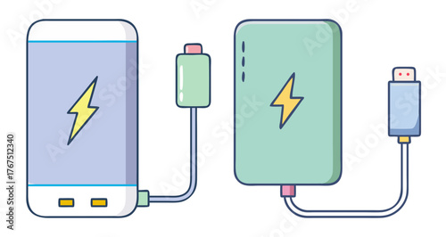 Power bank charging a smartphone and a portable power solution