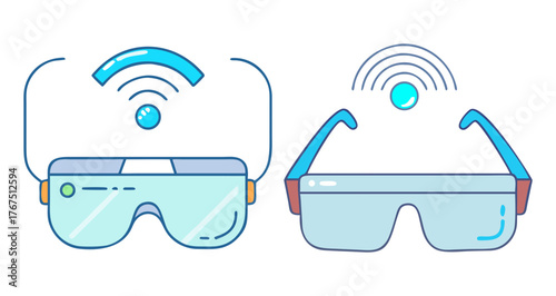 Futuristic smart glasses and vr headset with wireless connectivity technology