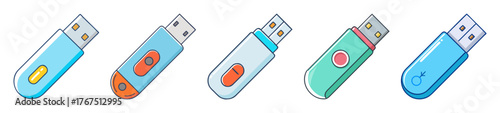 Collection of colorful usb flash drives showing data storage convenience