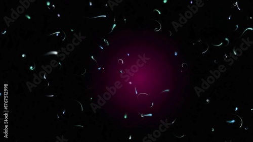 Abstract Simulation of Bioluminescent Microorganisms. A Looping Animation of Glowing Plankton or Microbes.
