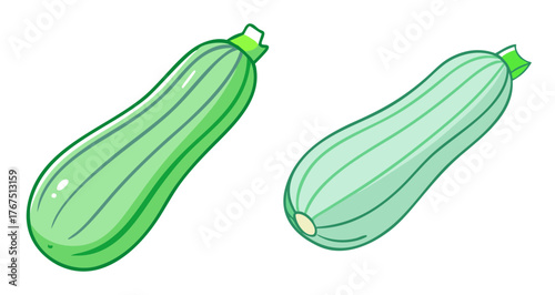 Two fresh green zucchini ready for cooking or decoration