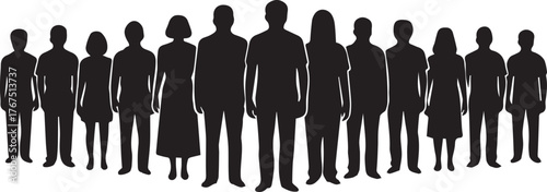 Diverse crowd silhouette celebrating human rights day unity and equality poster concept