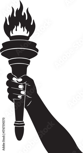 Hand holding flaming torch symbolizing human rights freedom justice equality and hope