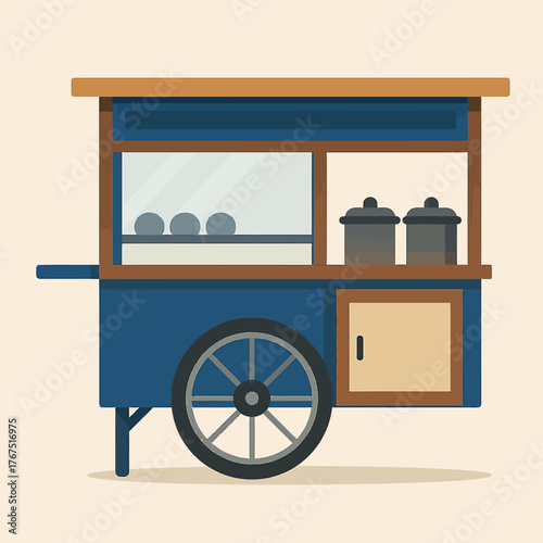 vector illustration of a meatball cart