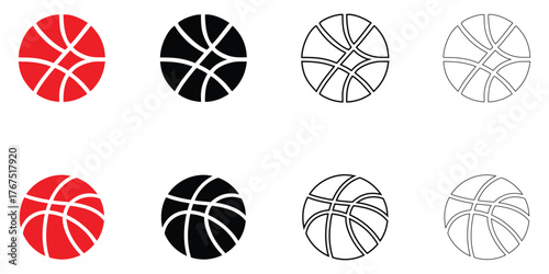 Basketball vector icon set, Basketball logo icon vector, silhouette and line art