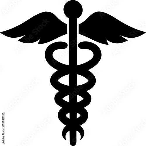 Professional caduceus symbol representing medicine healthcare and healing services for modern medical branding and health organizations