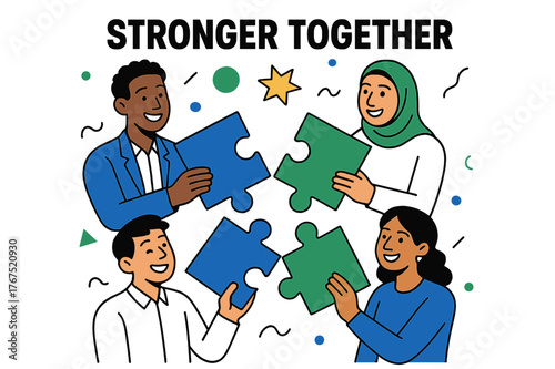 Diverse Team Unity. Workplace diversity. A group of people with different cultural backgrounds standing in a