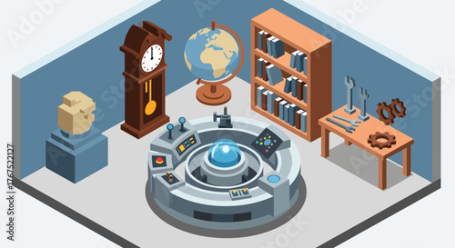 Futuristic laboratory interior with advanced technology and scientific equipment.