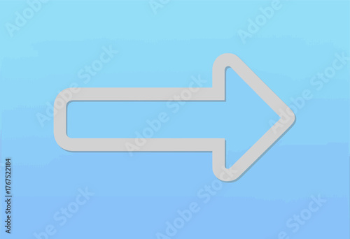 Minimal arrow pointing right, clean line design, light blue background, isolated
