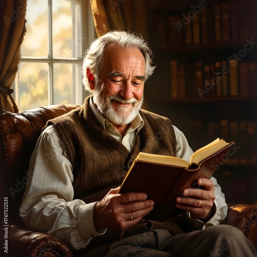 senior man reading a book