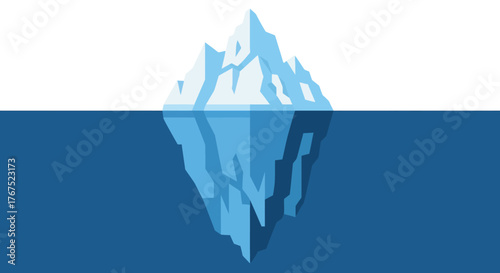 Majestic Iceberg Floating in Deep Blue Ocean Water.