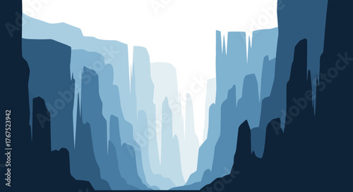 Stylized vector illustration of a massive arctic iceberg formation.
