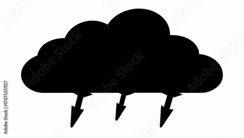 Illustration of a black cloud with three downward pointing arrows suggesting rain or storm weather icon