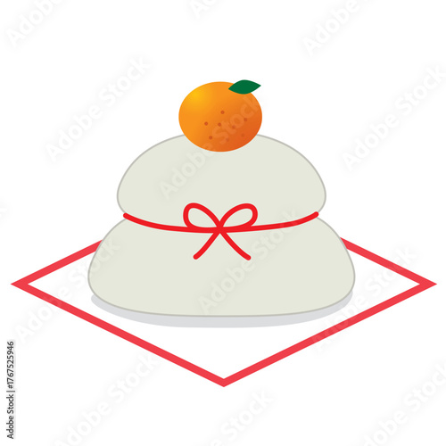 Simple New Year's Kagami mochi illustration