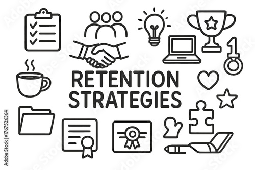 Retention Strategies Doodle. Retention Strategies. Hand-drawn doodle illustration of Retention Strategies.
