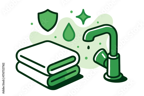 Hygiene Essentials Abstract. Everyday hygiene. A minimal scene of a cloth folded neatly next to a polished