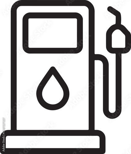 Fuel pump icon glyph in minimal line style representing gas station, refueling, and auto.