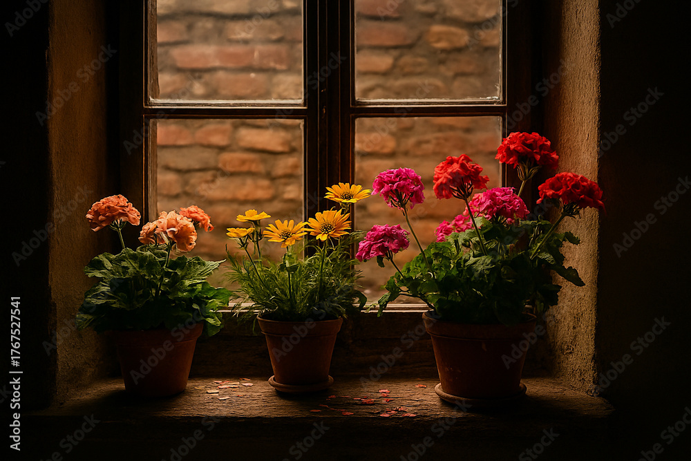 Fototapeta premium flowers on window