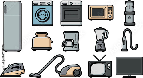 Collection of household appliances for everyday use in the home kitchen.