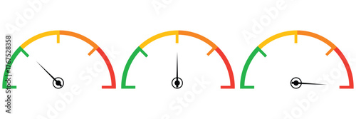 Dashboard speedometer icons set. Tachometer icon isolated. Performance indicator sign. Car speed. Fast internet speed sign. Stock flat vector elements. Speedometer vector, icon set. Set of speedometer