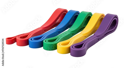Colorful resistance bands on transparent background