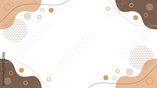 抽象的な幾何学模様のフレーム素材 背景素材 16:9サイズ ベクター ブラウン エクリュ