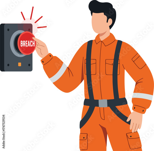 Person initiating breach on dark panel, suitable for cybersecurity concepts, data breach scenarios, and network security presentations or articles.