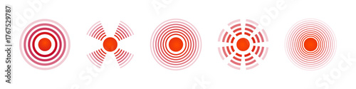 Red colored pain point symbols and icons in vector design