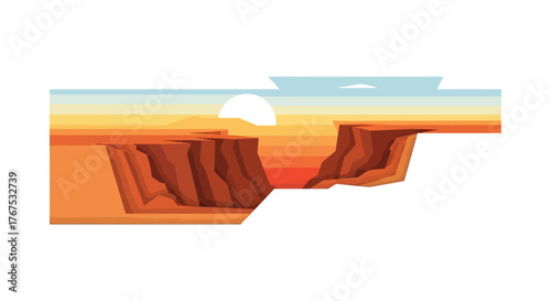 Grand Canyon Sunset - A Desert Landscape Illustration.